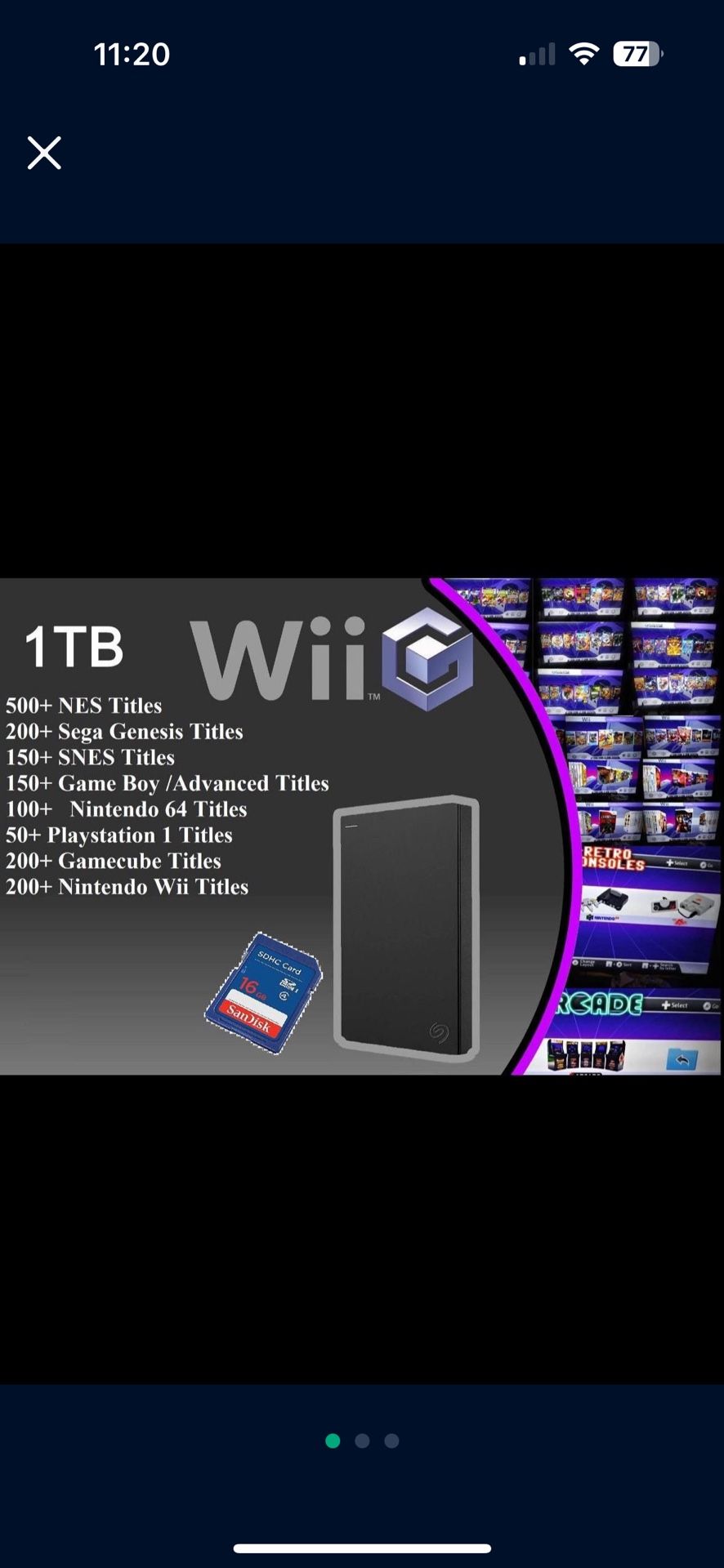 Massive Retro Gaming Bundle: 1TB HDD External Hard Drive + 16GB SD Card with 1500+ Games for Modded Wii – NES, GameCube, Sega & More