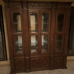 Large Vintage French Provincial China Cabinet 