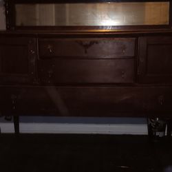 Antique Dresser China Cabniet And Full Size Bed 