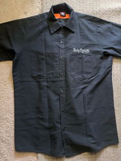 Lucky Thirteen Red Kap Black Short Sleeve Button Workwear Shirt Medium