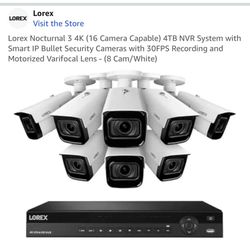 Lorex Nocturnal 3 4K (16 Camera Capable) 4TB NVR System with Smart IP Bullet Security Cameras with 30FPS Recording and Motorized Varifocal Lens - (8 C