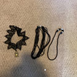 Three black choker necklaces