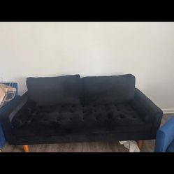 Black Velvet Futon Couch