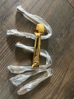 Gold-Tone Engraved Tongs Set