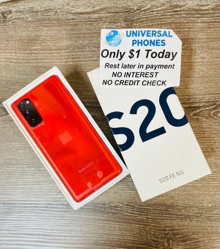 Samsung Galaxy S20 Fe 5g 128gb Unlocked, FREE Smartwach/ Headphones. Pay $1 Today Rest in payments. NO CREDIT NEEDED FINANCING