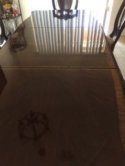 Dining table and six chairs