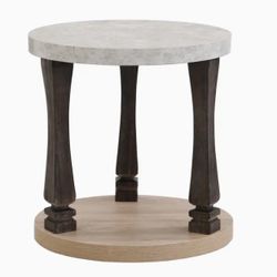 1pc Mid-Century Modern 2-Tier Round Side Table & Nightstand With Storage Shelf