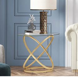 OIOG Gold End Table, Glass End Table for Living Room, Round Side Table with Storage, Modern Accent Table for Small Space, Nightstand for Bedroom

￼

￼