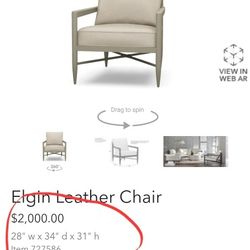 Ethan Allen custom mede Elgin Leather Chair Set with ottoman