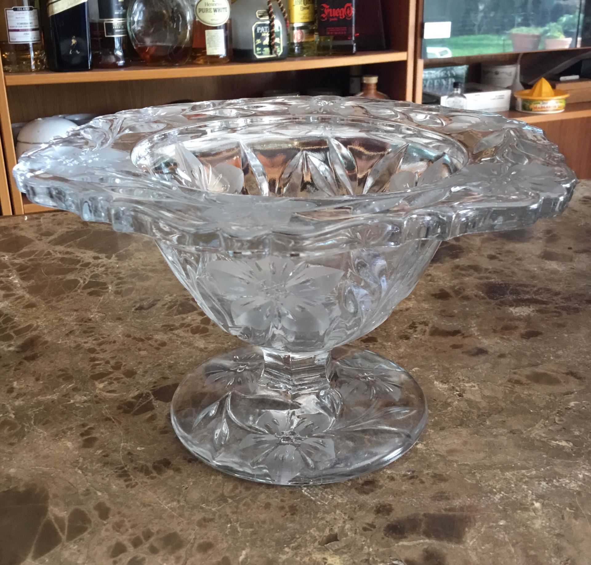 Antique Clear Pressed Glass Candy Compote Dish