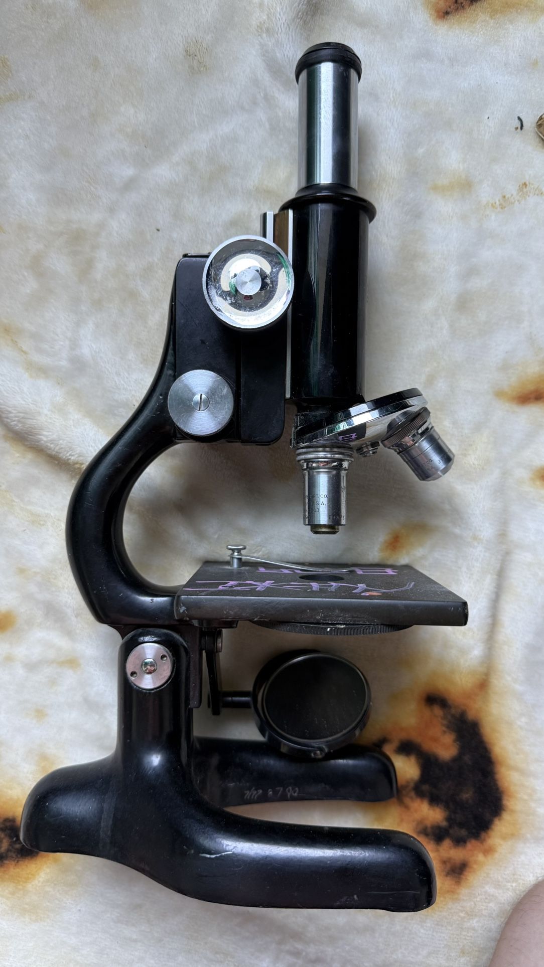 Vintage Optical Microscope – Metal Body, Working Condition – Collectible