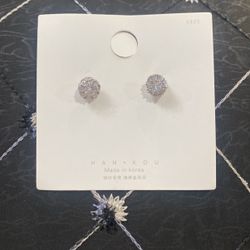 Sterling Silver Diamond Earrings 