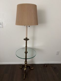Vintage Glass Lamp with Brass Base