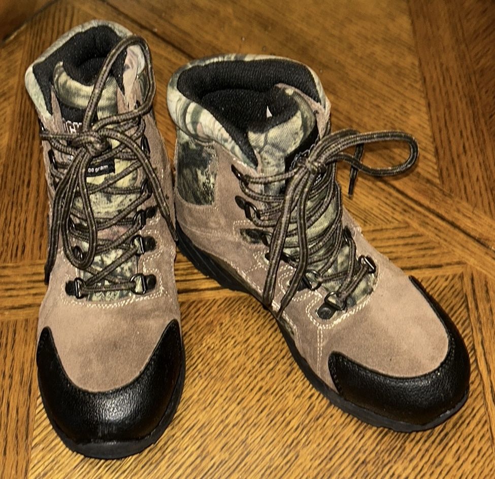 Rocky: Camouflage and Brown Kids' Hunting Boots, Size: 3.5 M