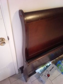 Cherry Wood Sleigh Bed Headboard and Footboard