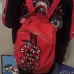 Red Gucci Snakeskin Backpack 