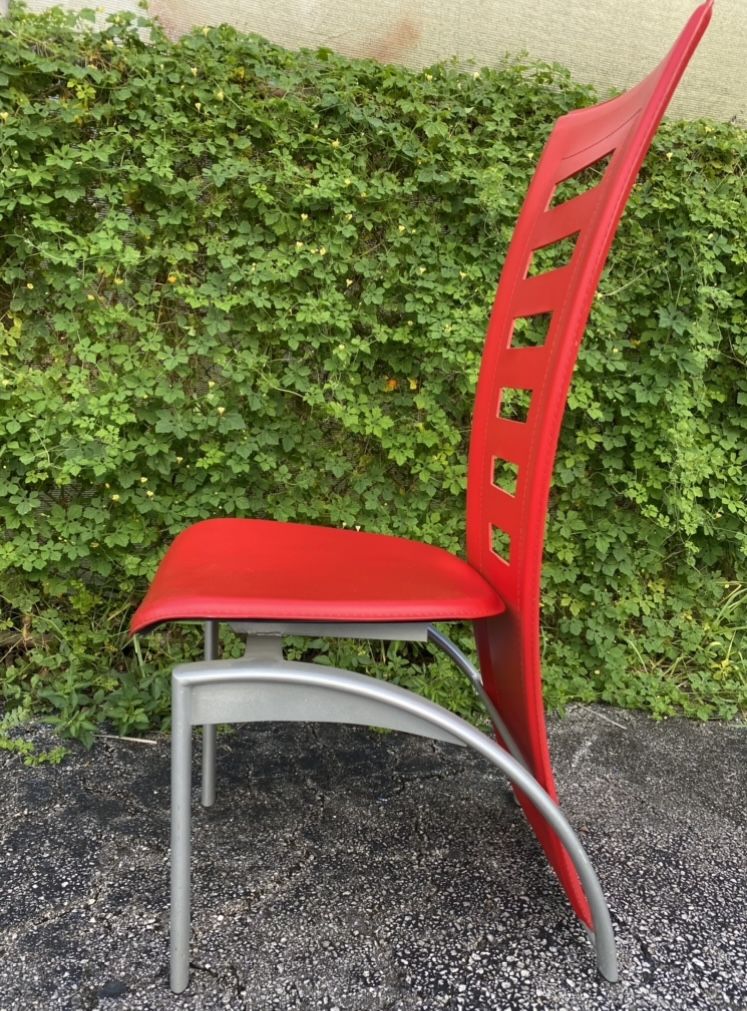 Mod Retro 80’s Red Leather/ Chrome CHAIR