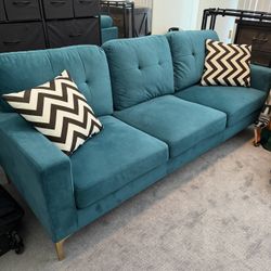 Like New Turquoise Sofa @ Loveseat