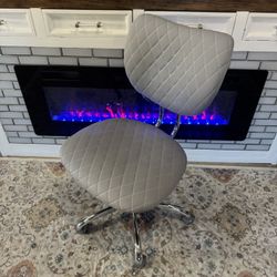 Gray and Chrome Armless Vanity Office Chair