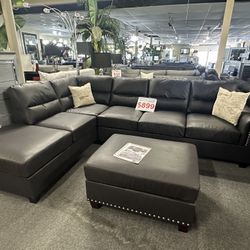 Brand New Reversible L/R Chaise Sectional + Ottoman 