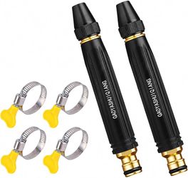 High Pressure Garden Hose Nozzle, 2-Pack Clamp-On Water Sprayer, 3 Modes