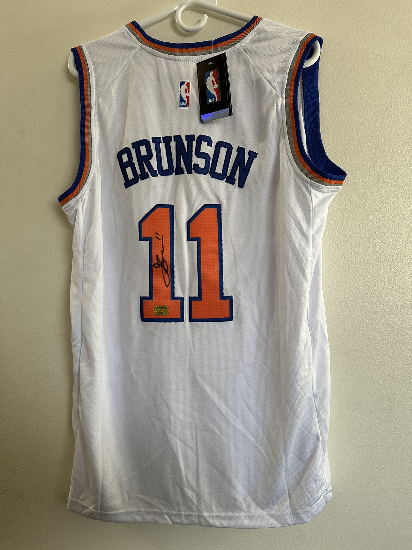 Jalen Brunson signed New York Knicks autographed white Nike jersey w/COA XL 778D