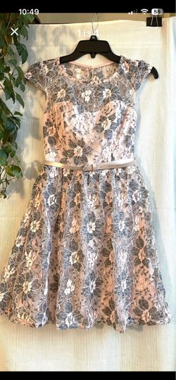 Lace Fit and Flare Dress Size XS(3).Color: Pink and Gray