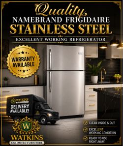 FRIGIDAIRE STAINLESS STEEL TOP-FREEZER REFRIGERATOR – EXCELLENT WORKING CONDITION!