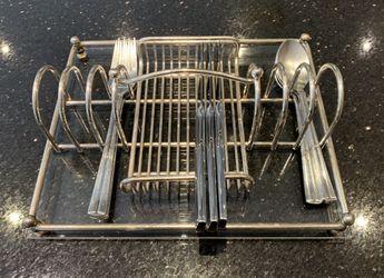 Vintage Silver Plate & Lucite Flatware Organizer