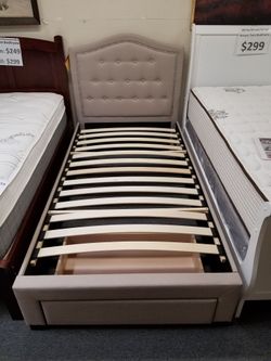 Brand new brown linen twin storage bedframe