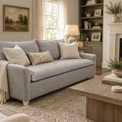 West Elm Bliss 80” Sofa – Down Blend | Frost Grey Chenille Tweed 