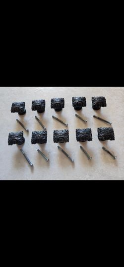 Set Of 10 Vintage Bronze Rectangular Intricate Cabinet Knob 