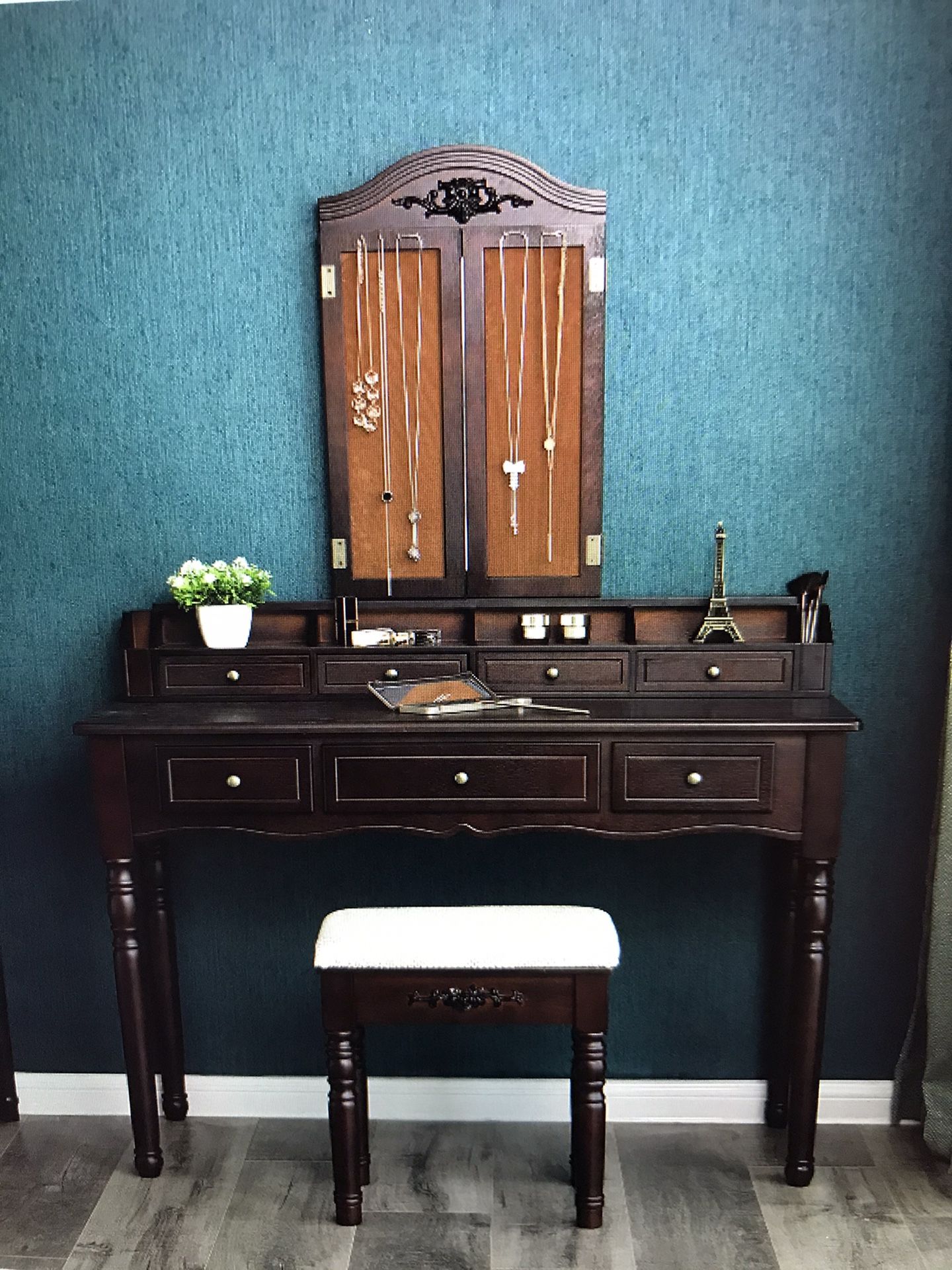 Makeup Vanity with stool and mirror