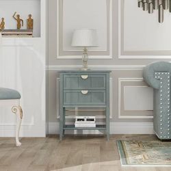 Night Stand End Tables Set - Small Bedside Tables with 2 Drawers, Wood Nightstands with Storage Shelf, Wide Side Tables Bedroom, Living Room, Study (L