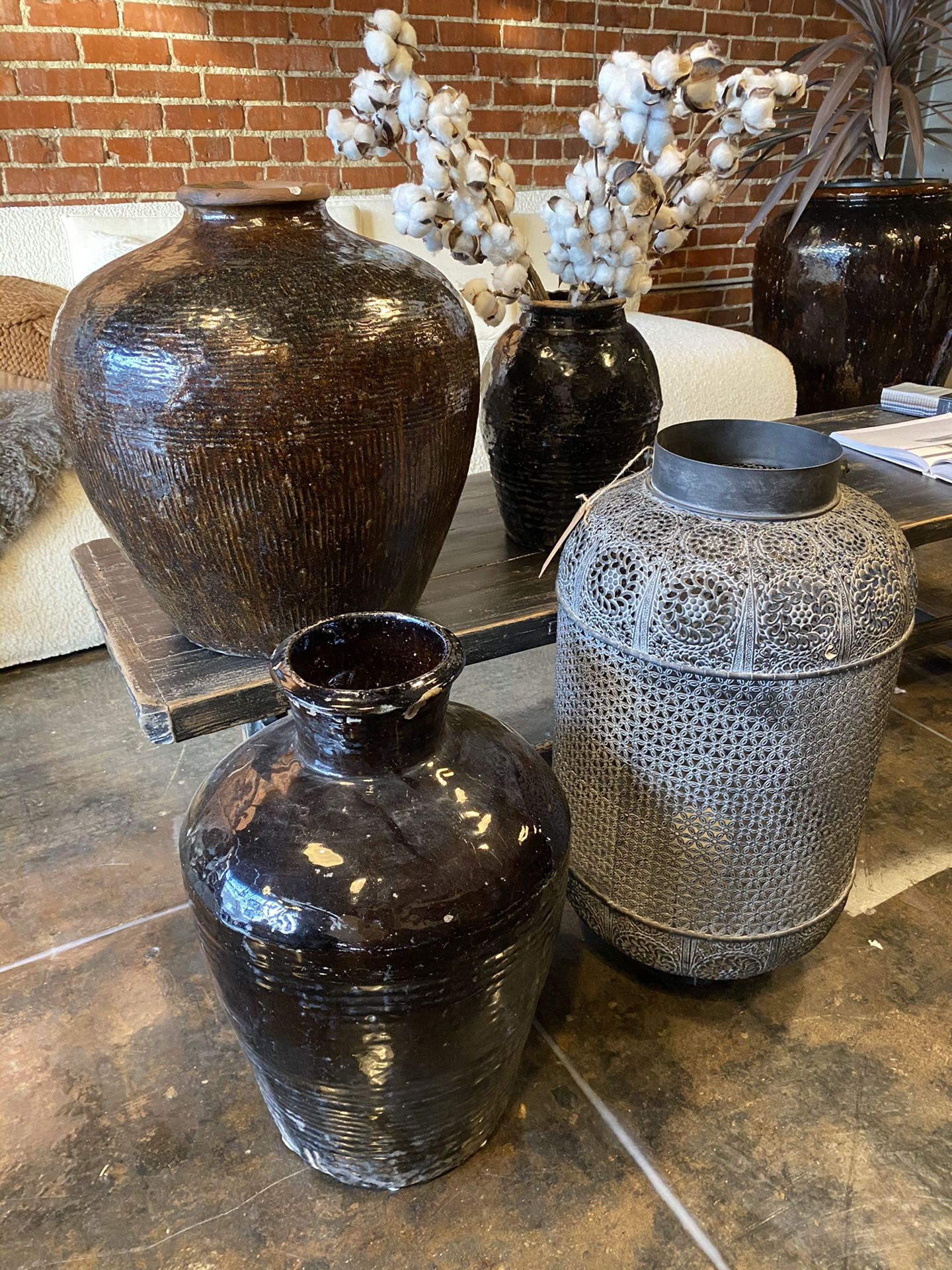 Antique black jar , clay pots from China