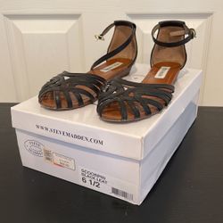 Steve Madden Black Leather Sandals - Womens Size 6.5 