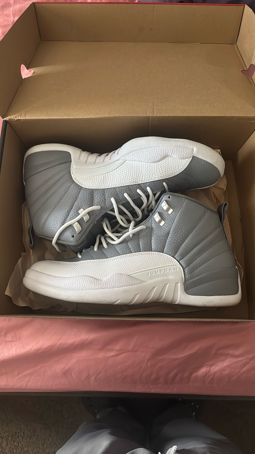 Jordan 12s Cool Grey Stealth White