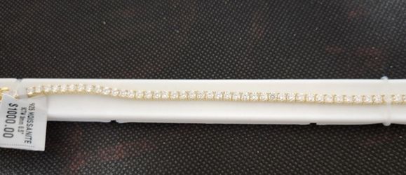 Gorgeous Moissanite Tennis Bracelet 925 Sterling Silver On Gold Vermeil Full Iced Out VVS Stones