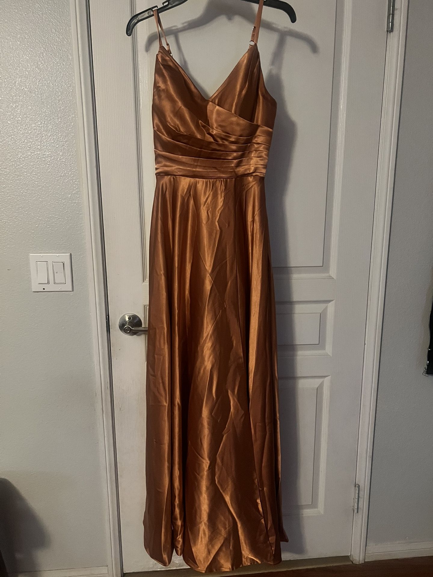 Gold/Copper Floor Length Dress