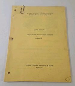 US Army Study Guide E-1 Wheel Vehicle Suspension Systems MOS 63B20 April 1972