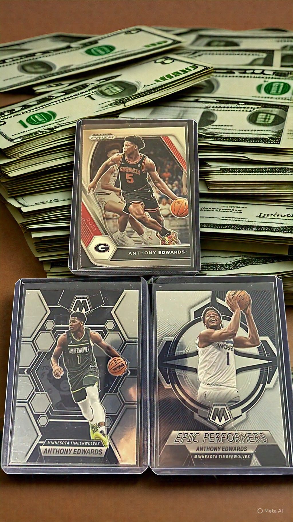 Anthony Edwards Card Lot (3 Cards - Georgia Bulldogs & Timberwolves)