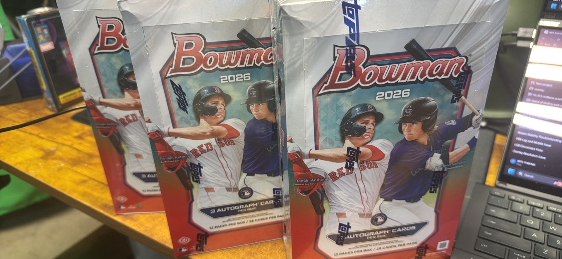 Topps Bowman baseball 2026 jumbo boxes X 3. IN HAND
