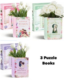 3 puzzle book style planter vase pen holder decor decoration