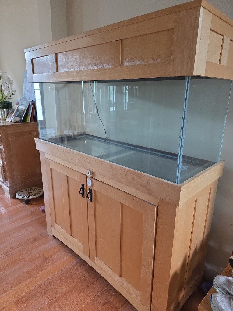 75 GALLON Fish Tank with Cabinetry, Hood, Light And Extras
