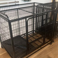48/42/38 inch Heavy Duty Dog Crate Cage with Wheels