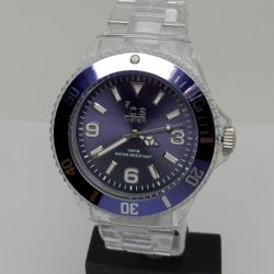 New Men's 44mm Ice Pure Watch Ice-Watch Purple Dial Clear Strap Miyota Japan Mvt