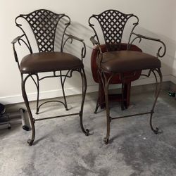 2 Wrought Iron Bar Stools 