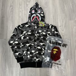 "Black & White Camo" Ape Zip-Up Hoodie