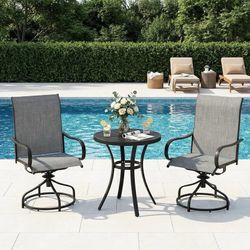 B934 $70  Patio Swivel Chairs Set of 2, Outdoor 360° Swivel Dining Chairs W/ 24" High Back & Ergonomic Armrest, All-Weather Textilene Furniture W/Heav