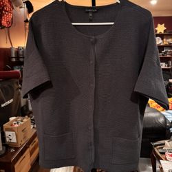 Eileen Fisher Lg Thick Warm Top Cutoff Sleeves 